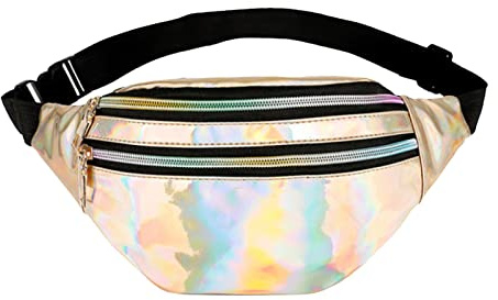 Bauchtasche Mode Wasserdicht Gürteltasche Fächer mit Reißverschluss Reflektierender Verstellbarer Gurt Hüfttasche für Damen und Herren Party Festival Sport Outdoor Travel