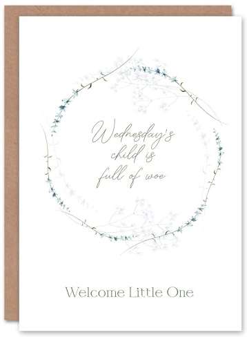 Artery8 Wednesday's Child is Full of Woe Floral Wreath New Baby Card