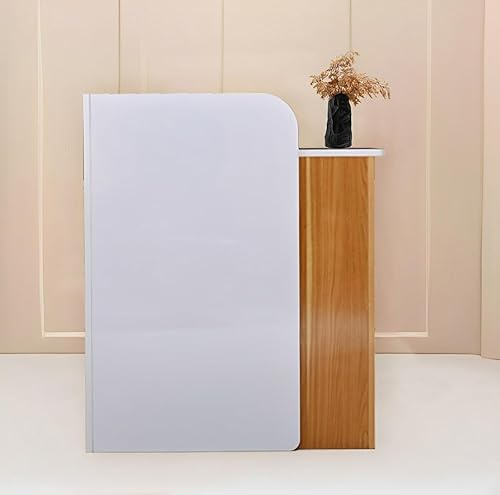ZXLBTNB Empfangstheke Holz – Moderner Empfangstresen mit Schublade tresen, Hotel, Salon & Geschäft 80 × 45 × 100 cm White+Wood Grain