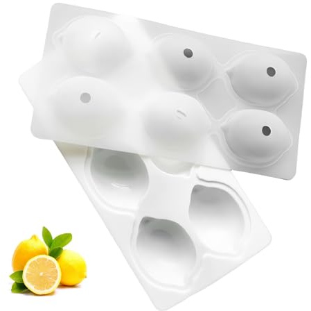TidySphere 3D Zitrone Form Silikon Backform,6 Gitter kreative Zitronen einzigartige Silikonformen,für Brownies, Kuchen, Mousses, Eiswürfel, Schokolade, 3D Backformen DIY Mold(Weiß)
