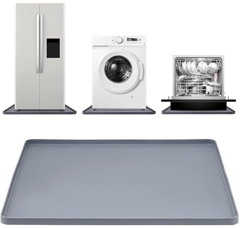 KOSLEOW Alfombrilla de Silicona para Lavadora y Secadora, 60x60 cm Antivibración, Impermeable con Borde Elevado 2 cm, Antideslizante para Electrodomésticos