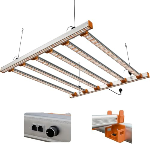 Aevorium Grow Light 720W LED Full Spectrum Plant Light for Indoor Growing — Modular Bar Design, Dimmable, Daisy Chain Linkable, 5×5ft Even Coverage for Seeds, Seedlings & Vegetables