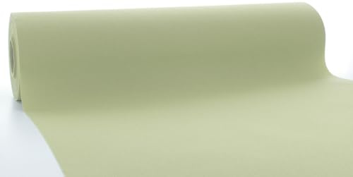 Mank Airlaid Tischläufer Tonja – 40 cm x 24 m – Salbei-Grün & Antik-Rosé – Stoffähnlicher Einweg Läufer auf Rolle – Premium Tischdeko für Gastronomie, Hochzeit & Events (Salbei-Grün)