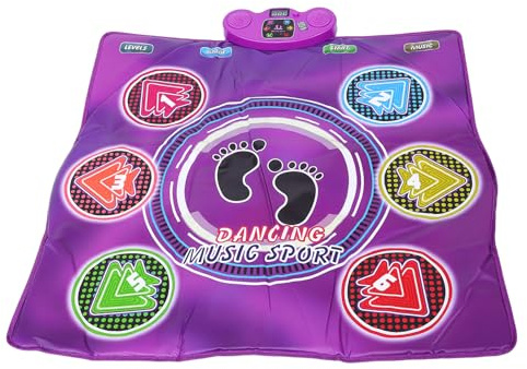 Luocute Tanzmatten-Werkzeug für Mädchen und Jungen Im Alter von 3 Bis 12 Jahren, Tanzmatten mit Beleuchteten 6 Tasten und Kabellosem BT, Musik-Werkzeug mit 6 Spielmodi, Elektronisches