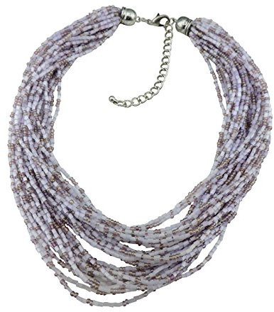 Bocar Multiple Strand Handmade Beaded 16 Statement Collar Necklace for Women with Gift Box (NK-10402-lilac)