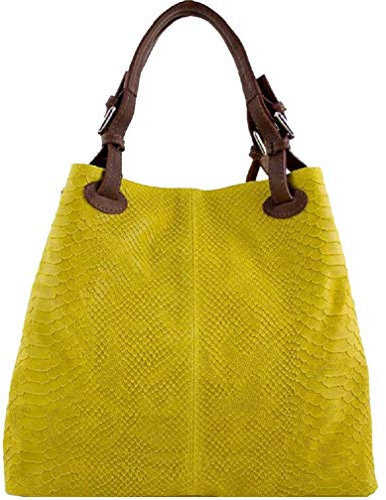 Borsa Donna in vera pelle stampata pitone made in Italy BC6929 (Giallo)