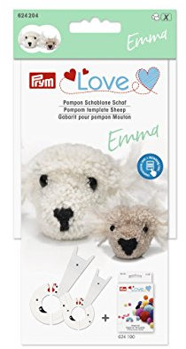 Prym 624204 Love Pompon Schablone Schaf Emma Pompom Template, Kunststoff, weiß, 5 x 5 x 3 cm