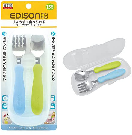 Edison Mama Noodle Falling Prevention Forchetta e Cucchiaio Kiwi e Anguria