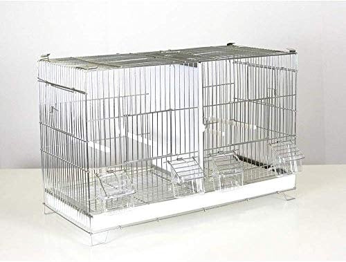 Pet's Solution - Gabbia Cova per Uccelli, Ideale per Allevamento e Predisposizione Modulare Verticale, con Divisori, Griglia e Vassoio Estraibili, Posatoi e Mangiatoie - Zincata
