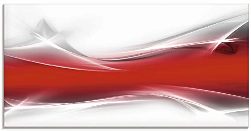 ARTLAND Spritzschutz Küchenrückwand Küche Herd Glas mit Motiv 100x50 cm Design Rückwand Bad Modern Abstrakt Kunst Kreativ Rot T9IM