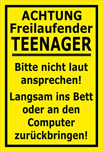 MelisFun Achtung - Freilaufender Teenager - lustiges Schild Geschenk-Idee Scherz-Artikel
