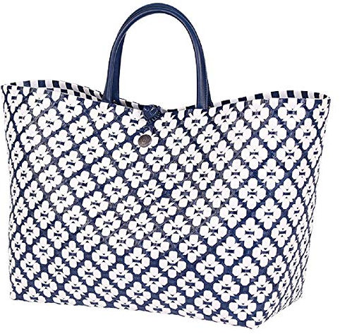 Handed By - Tasche, Markttasche, Einkaufstasche, Shopper - Motif Bag - blau/weiß - Größe L