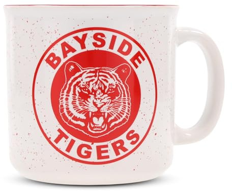 Silver Buffalo Saved by The Bell Bayside Tigers Ceramic Camper Coffee Mug, 20-Ounces