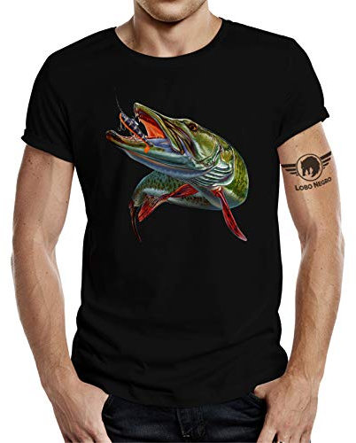 Geschenk T-Shirt für Angler und Fischer: Hecht XL