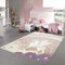 Teppich-Traum großer Kinderzimmer Spielteppich • Öko-Tex Zertifiziert: schadstofffrei • Einhorn Regenbogen Wolken Creme rosa, Größe 200 x 290 cm