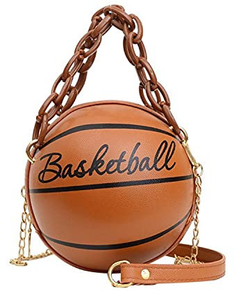 Sac à main rond en forme de ballon de basket pour femme, sac à main en cuir synthétique