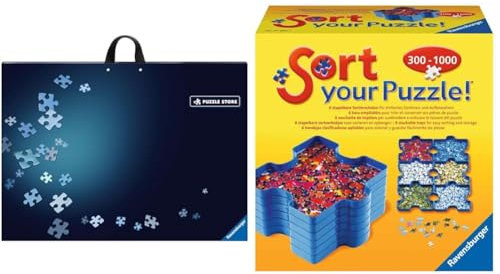 Ravensburger Puzzlemappe für Puzzles mit bis zu 1000 Teilen, Kombination aus -Sortierschale Puzzleunterlage & 6 stapelbare - zum einfachen Sortieren und Aufbewahren