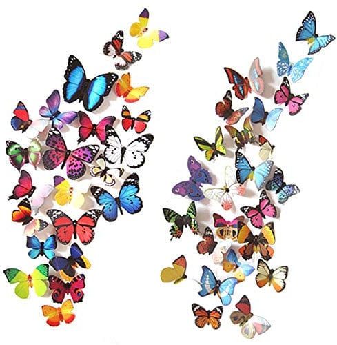 Tianorcan 80 PCS 3D Butterfly Wall Stickers, 4 Styles Wall Butterflies Stickers Room Decorations for Home DIY Bedroom Party Decor