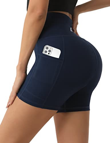 UUE Sporthose Radlerhose Damen Kurze mit Taschen, High Waist Sport Leggings Fitness Blickdichte Gym Biker Shorts