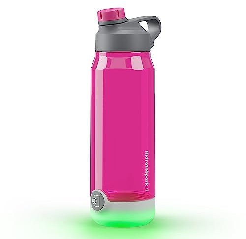 Hidrate Spark TAP Smart Water Bottle, Tap to Track Water Intake & Glows to Remind You to Stay Hydrated - Chug Lid - Fruit Punch - 32 Oz