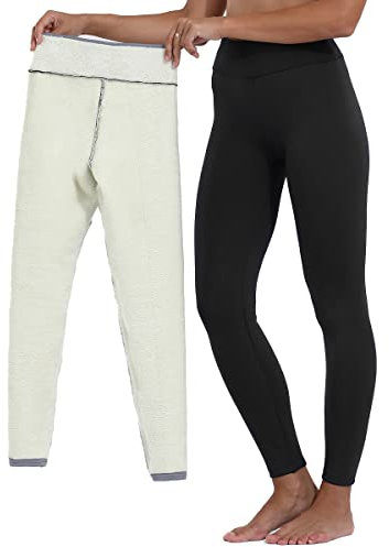 Minetom Damen Warme Schlanke Hose Frauen Winter Plüsch Jogginghose Verdickte Fleece Gefütterte Leggings Hohe Taille Stretch Hose 1 Schwarz XS