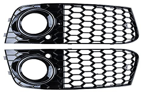 2 x glänzende, schwarze Abdeckung für Nebelscheinwerfer, kompatibel mit Audi A4 B8 Pre-LCI