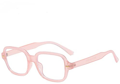 YOJUED Vintage Rechteck Ovale Sonnenbrille Damen Herren Gelb Gradient Brille Retro Tinted Sunglasses UV 400 Schutz (Anti-Bluelight Pink)