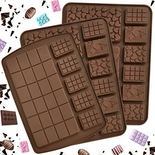 YAANBUNB 3 pcs Moldes de Bombones de Silicona Molde para Hacer Chocolate Molde Tableta Chocolate Silicona Antiadherente para Cubitos de Hielo Gelatina Caramelos para Fiestas Cumpleaños Bodas
