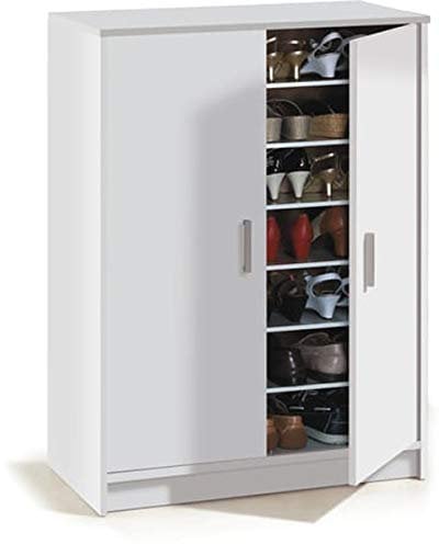 JUANIO Armario Zapatero Dos Puertas con Acabado en Blanco - Dim: 75 cm (Ancho) x 101 cm (Alto) x 36 cm (Fondo)