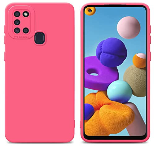 Cadorabo Hülle kompatibel mit Samsung Galaxy A21s Schutzhülle TPU Silikon Case Liquid Design mit Kameraschutz Slim Kratzfest Weiche Gummi mit Rundumschutz Case Hülle für Galaxy A21s in Rot