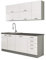 Mirjan24 Küche Multiline III, 180 cm Küchenblock/Küchenzeile mit Arbeitsplatte und Spülbecken, 6 Schrank-Module frei kombinierbar (Grau/Weiß Hochglanz; ohne Beleuchtung)