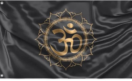 Om-Flagge | Einzigartiger Designdruck | Hergestellt in der EU (90 x 150 cm)