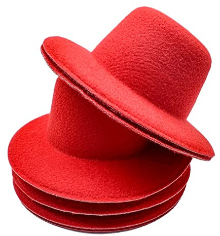 ERDANER 10 x Mini-Zylinderhüte, formelle Mini-Bowler-Hüte, Miniatur-Hüte für Bastelarbeiten, Haar-Accessoires, Dekoration (10 cm, groß, rot)