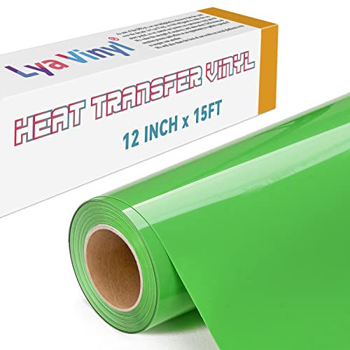Lya Vinyl 15FT Heat Transfer Vinyl, Fruit Green Iron on Vinyl Roll for Cricut, Silhouette Cameo, Fruit Green HTV Vinyl for DIY Fabric, Clothes, Bags, and Other Textiles