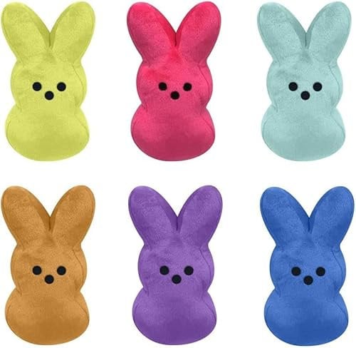 6Pcs 15CM Nette Tier Stern Karotte Peep Bunny Puppe, Kawaii Tier Bunny Gefüllte Desktop Sofa Dekor Komfort Puppe Kissen Spielzeug für Kinder Ostern Dekoration