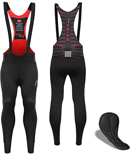 Brisk Bike Herren Radsport-Trägerhose Leichte und atmungsaktive Radsport-Trägerhose Thermobiking Winter Gepolsterte Hose (as3, Alpha, s, Regular, Regular, Black/Red)