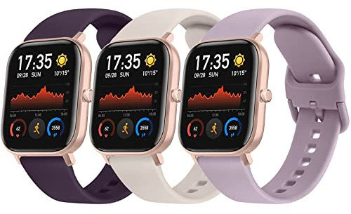 3 Pezzi Tobfit Cinturino per Amazfit GTS/ GTS 2/GTS 2 Mini, 20mm in Silicone Sportivo per Amazfit Bip/Bip U/Bip Lite/Bip S/Bip 3/Amazfit GTS 2e/GTS 3/GTS 4/GTS 4 Mini/GTR 42mm