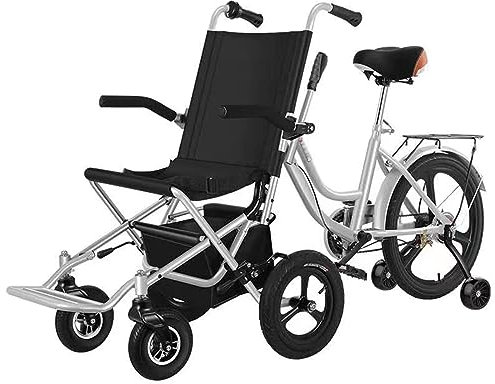 PRUJOY Pedal-Dreirad, zusammenklappbares Rollstuhl-Fahrrad für Erwachsene mit Baby- und Seniorenfahrrad, DREI Räder zurückschieben (Silver)
