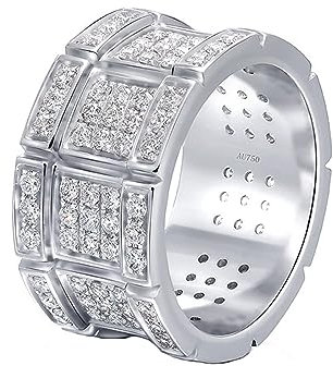 ANAZOZ Verlobungsring Mann, Eheringe Herren Gold 750 Ringe Breit mit Moissanit Bandring Größe 62 (19.7)