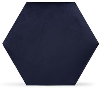 Rebel of Styles - Luxury Velvet Textile Hexagon Blue - 0,058m² / 1 Stück - 3D Gepolsterte Wandpaneele/Verkleidung/Verblender - Polsterpaneel mit Samt Wandkissen für effektiven Wandschutz