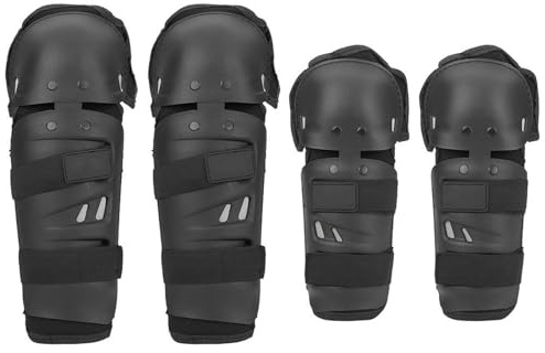 TKSE Rodilleras Moto, 4 Piezas Rodilleras Protectoras para Motocicletas Motocross Ciclismo Codo Rodilleras Protector Espinilleras Conjunto Negro