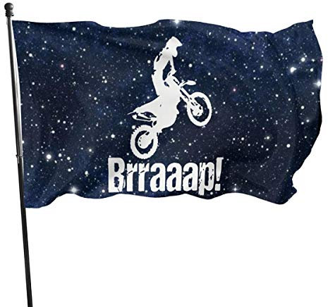 Bandera Brraaap Moto De Cross Motocross, Banderines Pancarta Resistente A La Intemperie Banners Impermeable Bandera Balcón Para Interior Festivales Balcón 90X150cm