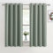 PONY DANCE Verdunkelungsvorhang Salbeigrün Ösenschal 2er Set H 137 x B 117 cm Vorhang Kurz Blickdicht Thermovorhang Hitzeschutz Wohnzimmer Gardinen Modern