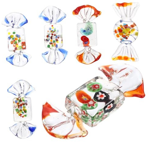 Cabilock 6 Piezas de Cristal Bedroom Decor decoración Dormitorio Dulces de Cristal de Murano Adorno de Dulces Ornamento decoración Vintage Dulces de Vidrio Comedor