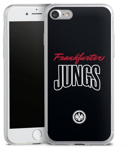 Slim Case extra dünn kompatibel mit Apple iPhone 8 Silikon Handyhülle transparent Hülle SGE Eintracht Frankfurt Offizielles Lizenzprodukt