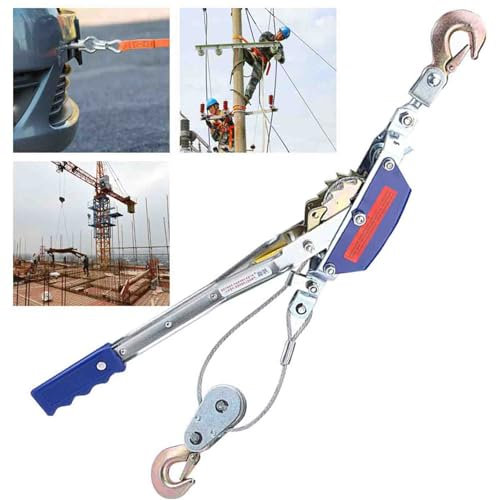 LNJZMDSS Treuil Manuel Horizontal, Tire Fort Treuil Manuel Horizontal,Palan à Levier Manuel pour Traction, avec Cliquet Anti-Inversion, Utilisation Sûre, Simple/Corde Double,1t