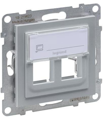 LEGRAND, SEANO 2-fach Key-Stone-Adapter zum Einschnappen von Key-Stone-Datendosen, Key-Stone Modul, Farbe: Aluminium lackiert, 765702