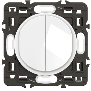 LEGRAND - Interrupteur Va-et-Vient + Poussoir Céliane - Commande d'Eclairage Silencieuse - A compléter avec une plaque - Blanc