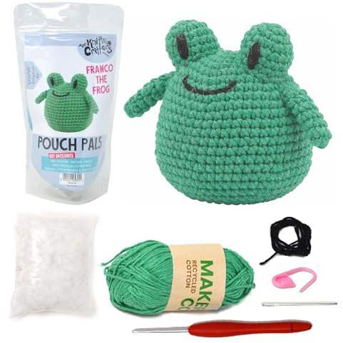KNITTY CRITTERS - Pouch Pals Häkelset – Franco der Frosch
