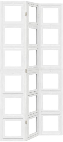 3-teilig Paravent, Sichtschutz klappbar Wall Raumteiler Stehend Trennwand Sichtschutzzaun Sichtschutzwand Raumtrenner Wohnzimmer, Weiß Massivholz Paulownia